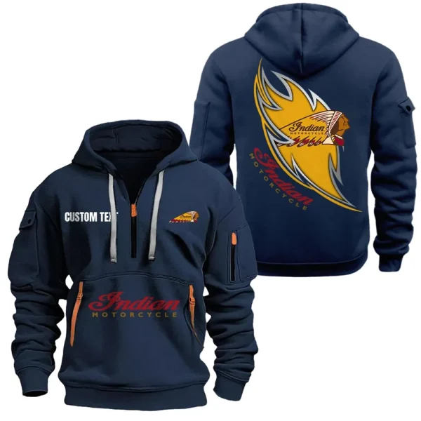 Exclusive Logo Hoodie Half Zipper For Heavyweight Motorcycle Enthusiasts, Gift For Heavyweight Motorcycle Fans CAR170 - Navy