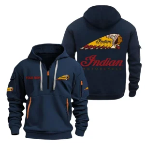 Hoodie Half Zipper Exclusive Logo Gift For Classic Motorcycle Enthusiasts CAR200 - Navy