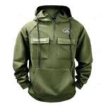 Upscale Automobile Tactical Quarter Zip Hoodie, Exclusive Logo Hoodie For Car Enthusiasts CAR109 - Army Green