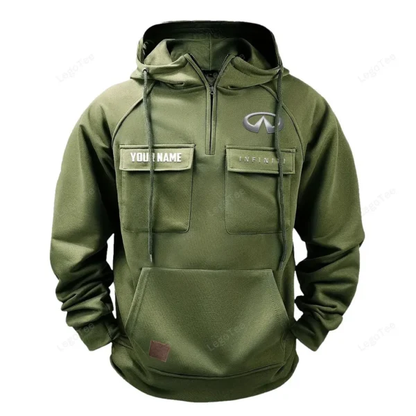 Upscale Automobile Tactical Quarter Zip Hoodie, Exclusive Logo Hoodie For Car Enthusiasts CAR109 - Army Green
