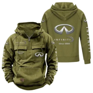 High-End Crossover Tactical Quarter Zip Hoodie, Exclusive Logo Hoodie For Car Enthusiasts CAR960 - Army Green