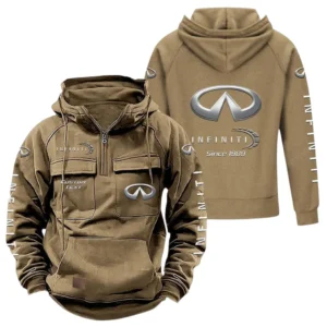 Stylish Ride Tactical Quarter Zip Hoodie, Exclusive Logo Hoodie For Car Enthusiasts CAR960 - Khaki