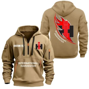 Hoodie Half Zipper Exclusive Logo Gift For Field Tractor Enthusiasts CAR170 - Khaki