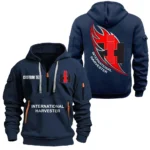 Exclusive Logo Hoodie Half Zipper For Crop Harvester Enthusiasts, Gift For Crop Harvester Fans CAR170 - Navy