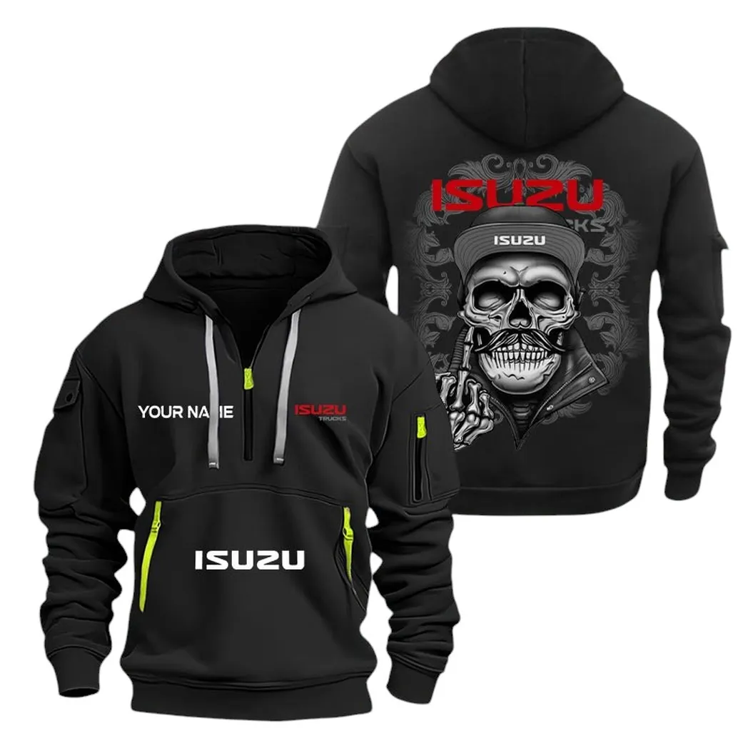 Hoodie Half Zipper Exclusive Logo Gift For Heavy-Duty Ride Enthusiasts CAR166 - Black
