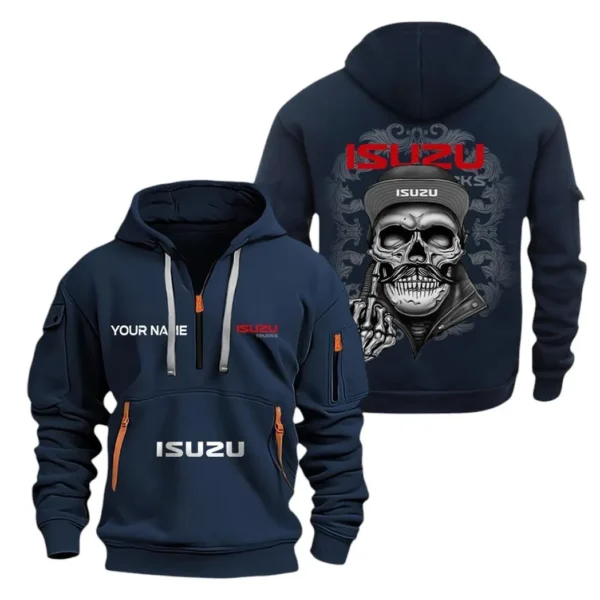 Hoodie Half Zipper Exclusive Logo Gift For Long-Haul Vehicle Enthusiasts CAR166 - Navy
