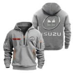 Hoodie Half Zipper Exclusive Logo Gift For Industrial Transport Vehicle Enthusiasts CAR200 - Gray