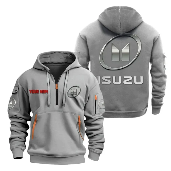 Hoodie Half Zipper Exclusive Logo Gift For Industrial Transport Vehicle Enthusiasts CAR200 - Gray