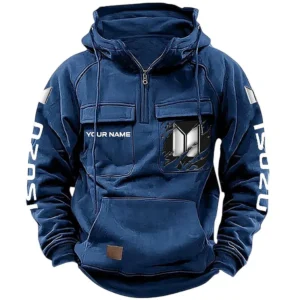 Heavy-Duty Ride Tactical Quarter Zip Hoodie, Exclusive Logo Hoodie For Car Enthusiasts CAR164 - Dark Blue