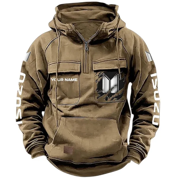 Long-Haul Vehicle Tactical Quarter Zip Hoodie, Exclusive Logo Hoodie For Car Enthusiasts CAR164 - Khaki