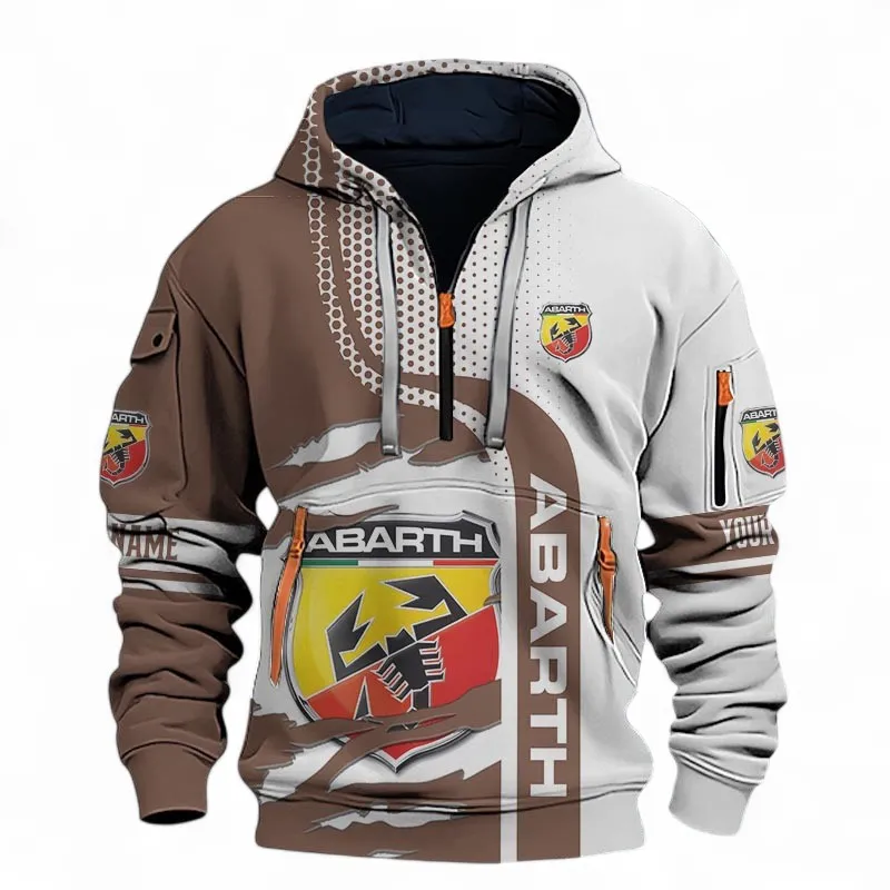 Italian Racing Car Hoodie Half Zip 3D, Casual Street-Ready Hoodie For Car Lovers CAR396 - Brown