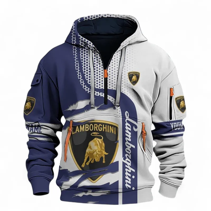 Italian Speed Machine Hoodie Half Zip 3D, Comfortable Daily Wear For Car Lovers CAR396 - Blue