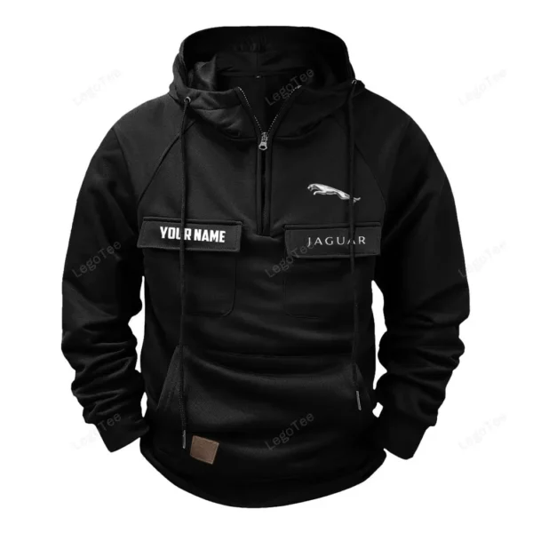 Prestige Automobile Tactical Quarter Zip Hoodie, Exclusive Logo Hoodie For Car Enthusiasts CAR109 - Black