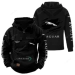 Elegant Road Car Tactical Quarter Zip Hoodie, Exclusive Logo Hoodie For Car Enthusiasts CAR122 - Black