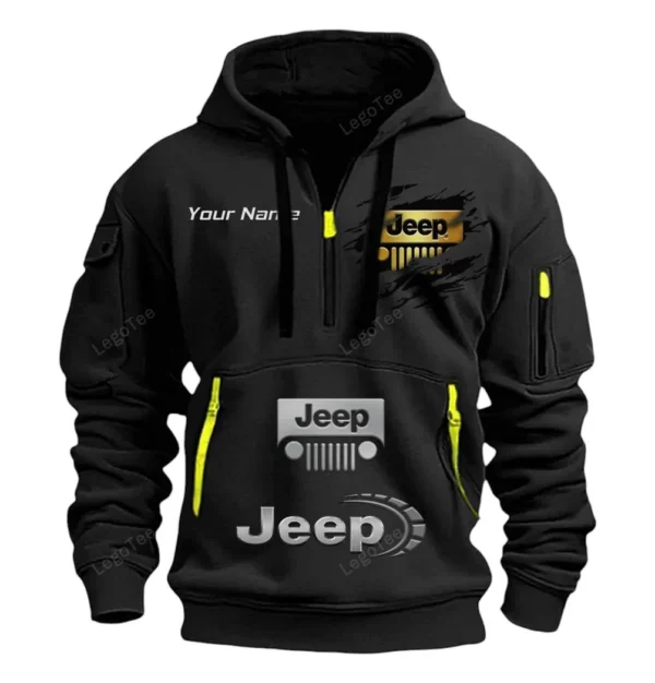 Hoodie Half Zipper Exclusive Logo Gift For 4x4 Vehicle Maker Enthusiasts CAR113 - Black