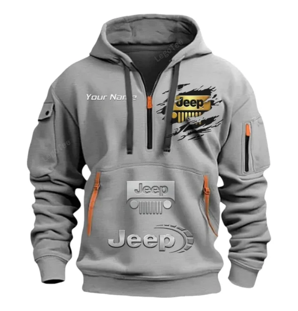 Hoodie Half Zipper Exclusive Logo Gift For Adventure Utility Vehicle Enthusiasts CAR113 - Gray