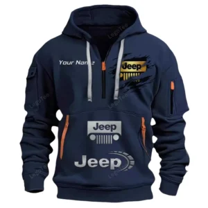Hoodie Half Zipper Exclusive Logo Gift For Off-Road SUV Enthusiasts CAR113 - Navy