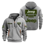 Adventure Utility Vehicle Hoodie Half Zipper, Exclusive Logo Hoodie For Adventure Utility Vehicle Enthusiasts CAR200 - Gray