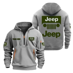Adventure Utility Vehicle Hoodie Half Zipper, Exclusive Logo Hoodie For Adventure Utility Vehicle Enthusiasts CAR200 - Gray