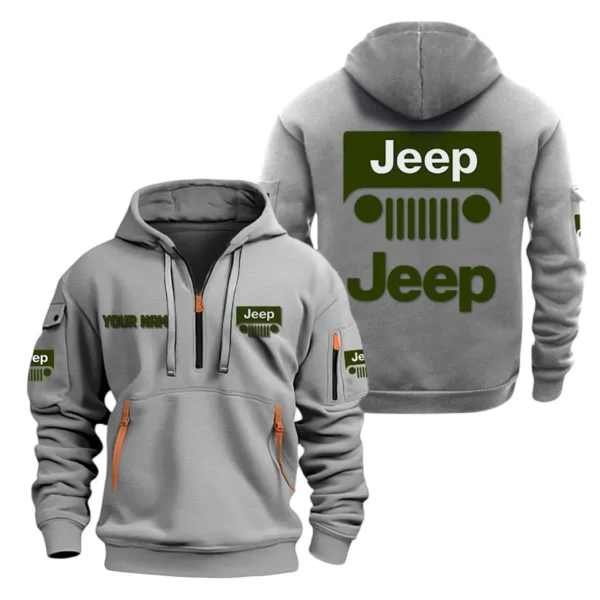 Adventure Utility Vehicle Hoodie Half Zipper, Exclusive Logo Hoodie For Adventure Utility Vehicle Enthusiasts CAR200 - Gray