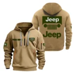 4x4 Vehicle Maker Hoodie Half Zipper, Exclusive Logo Hoodie For 4x4 Vehicle Maker Enthusiasts CAR200 - Khaki