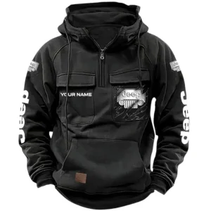 Open-Top SUV Company Tactical Quarter Zip Hoodie, Exclusive Logo Hoodie For Car Enthusiasts CAR164 - Black