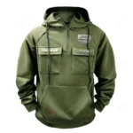 Rugged Terrain Auto Brand Tactical Quarter Zip Hoodie, Exclusive Logo Hoodie For Car Enthusiasts CAR109 - Army Green