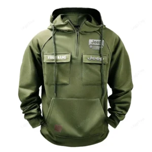 Rugged Terrain Auto Brand Tactical Quarter Zip Hoodie, Exclusive Logo Hoodie For Car Enthusiasts CAR109 - Army Green