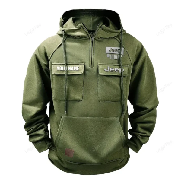 Rugged Terrain Auto Brand Tactical Quarter Zip Hoodie, Exclusive Logo Hoodie For Car Enthusiasts CAR109 - Army Green