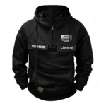 Outdoor Adventure Vehicle Tactical Quarter Zip Hoodie, Exclusive Logo Hoodie For Car Enthusiasts CAR109 - Black