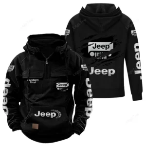 Adventure Utility Vehicle Tactical Quarter Zip Hoodie, Exclusive Logo Hoodie For Car Enthusiasts CAR122 - Black