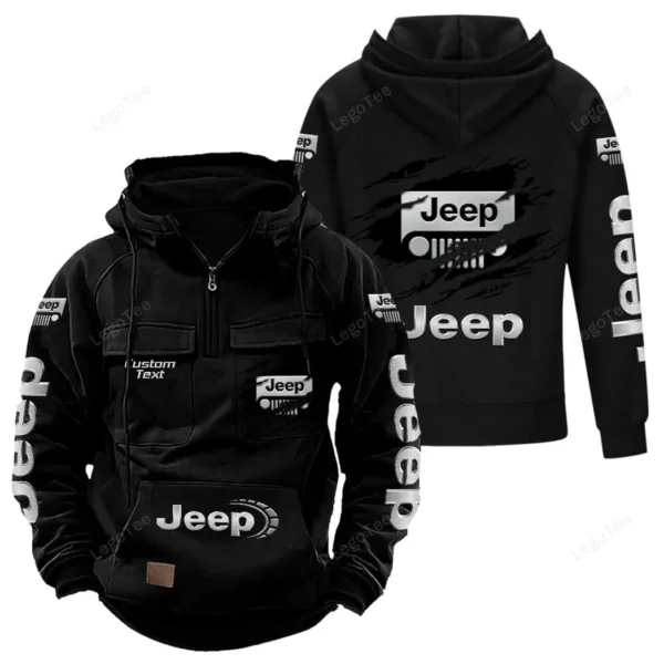 Adventure Utility Vehicle Tactical Quarter Zip Hoodie, Exclusive Logo Hoodie For Car Enthusiasts CAR122 - Black