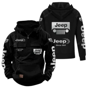 Off-Road SUV Brand Tactical Quarter Zip Hoodie, Exclusive Logo Hoodie For Car Enthusiasts CAR960 - Black