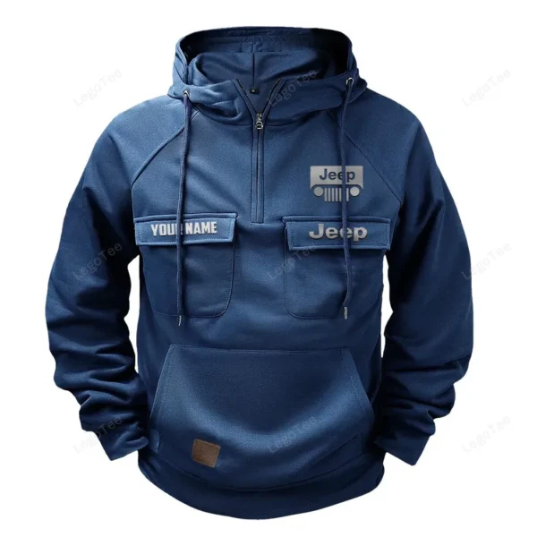 All-Terrain Utility Ride Tactical Quarter Zip Hoodie, Exclusive Logo Hoodie For Car Enthusiasts CAR109 - Dark Blue