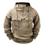 Open-Top SUV Company Tactical Quarter Zip Hoodie, Exclusive Logo Hoodie For Car Enthusiasts CAR109 - Khaki