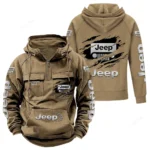 Trail-Ready SUV Tactical Quarter Zip Hoodie, Exclusive Logo Hoodie For Car Enthusiasts CAR122 - Khaki