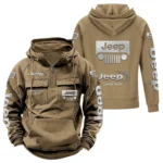 4x4 Vehicle Maker Tactical Quarter Zip Hoodie, Exclusive Logo Hoodie For Car Enthusiasts CAR960 - Khaki