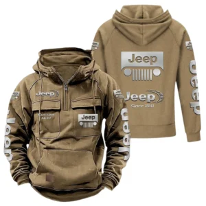 4x4 Vehicle Maker Tactical Quarter Zip Hoodie, Exclusive Logo Hoodie For Car Enthusiasts CAR960 - Khaki