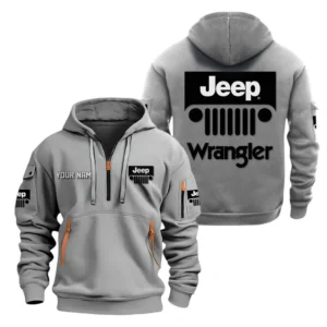 Trail-Ready SUV Hoodie Half Zipper, All Over Print Hoodie Gift For Trail-Ready SUV Enthusiasts CAR200 - Gray
