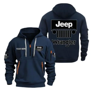 Utility 4x4 Auto Hoodie Half Zipper, All Over Print Hoodie Gift For Utility 4x4 Auto Enthusiasts CAR200 - Navy