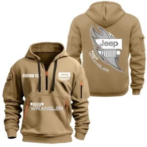 Hoodie Half Zipper Exclusive Logo Gift For Off-Road SUV Enthusiasts CAR170 - Khaki