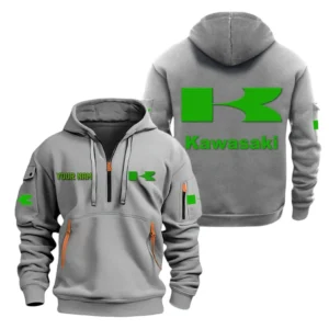 Ninja Bike Hoodie Half Zipper, All Over Print Hoodie Gift For Ninja Bike Enthusiasts CAR200 - Gray