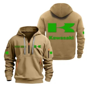 Performance Motorcycle Hoodie Half Zipper, All Over Print Hoodie Gift For Performance Motorcycle Enthusiasts CAR200 - Khaki
