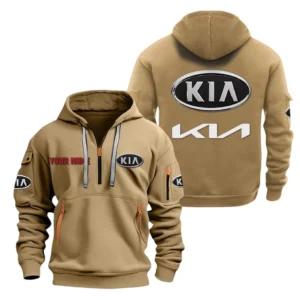 Hoodie Half Zipper Exclusive Logo Gift For Reliable Automobile Enthusiasts CAR200 - Khaki