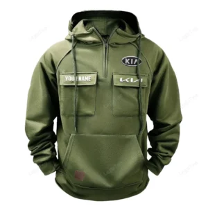 Practical Crossover Tactical Quarter Zip Hoodie, Exclusive Logo Hoodie For Car Enthusiasts CAR109 - Army Green