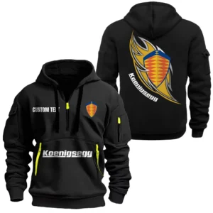 Hoodie Half Zipper Exclusive Logo Gift For Hypercar Enthusiasts CAR170 - Black