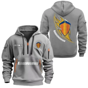 Hoodie Half Zipper Exclusive Logo Gift For Ultra-Luxury Sports Car Enthusiasts CAR170 - Gray
