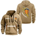 Hoodie Half Zipper Exclusive Logo Gift For High-Performance Supercar Enthusiasts CAR170 - Khaki