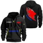 Hoodie Half Zipper Exclusive Logo Gift For Construction Truck Enthusiasts CAR170 - Black