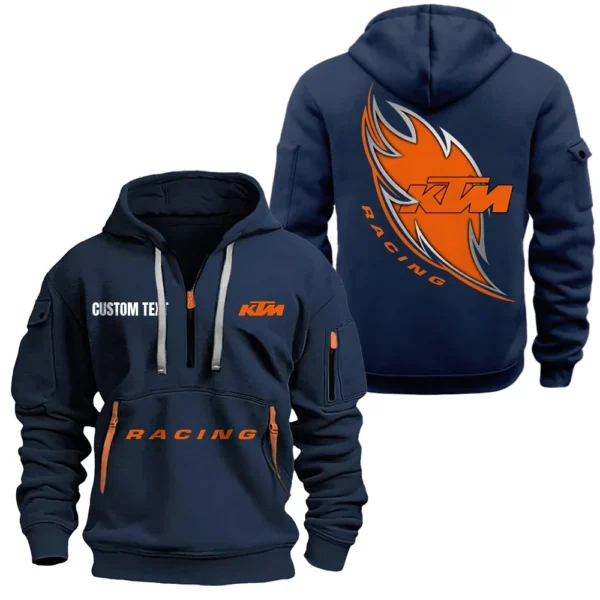 Hoodie Half Zipper Exclusive Logo Gift For Motocross Motorcycle Enthusiasts CAR170 - Navy
